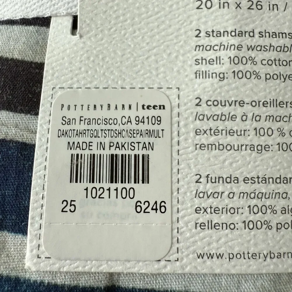 Pottery Barn TEEN Dakota Heritage Standard Shams Set of 2 New